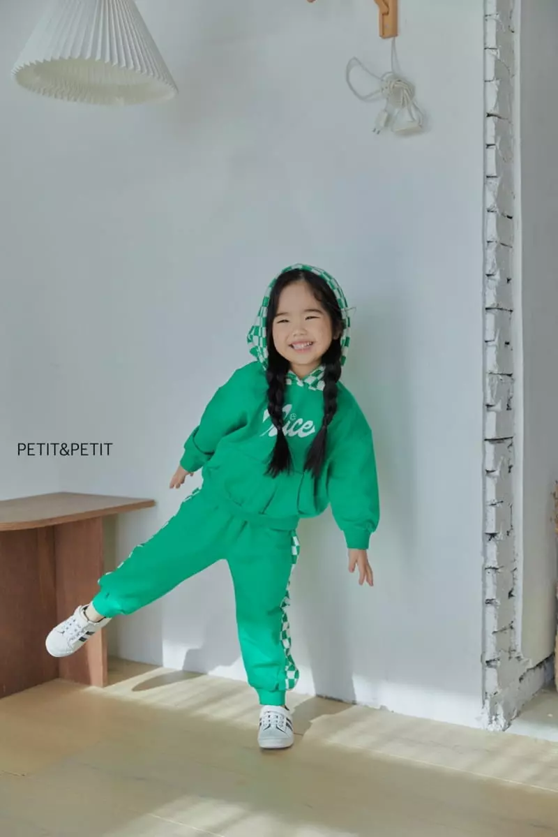 Petit & Petit - Korean Children Fashion - #stylishchildhood - Check Hoody Top Bottom Set - 2