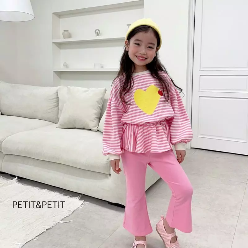Petit & Petit - Korean Children Fashion - #todddlerfashion - Double Heart Top Bottom Set - 6