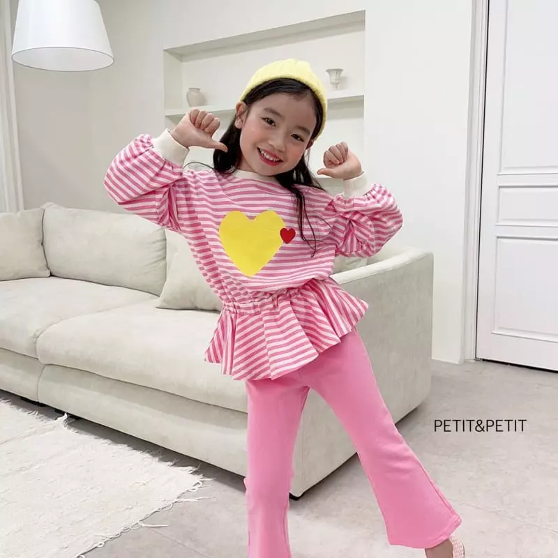 Petit & Petit - Korean Children Fashion - #toddlerclothing - Double Heart Top Bottom Set - 7