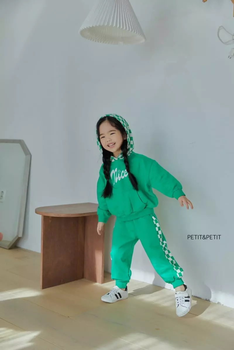 Petit & Petit - Korean Children Fashion - #toddlerclothing - Check Hoody Top Bottom Set