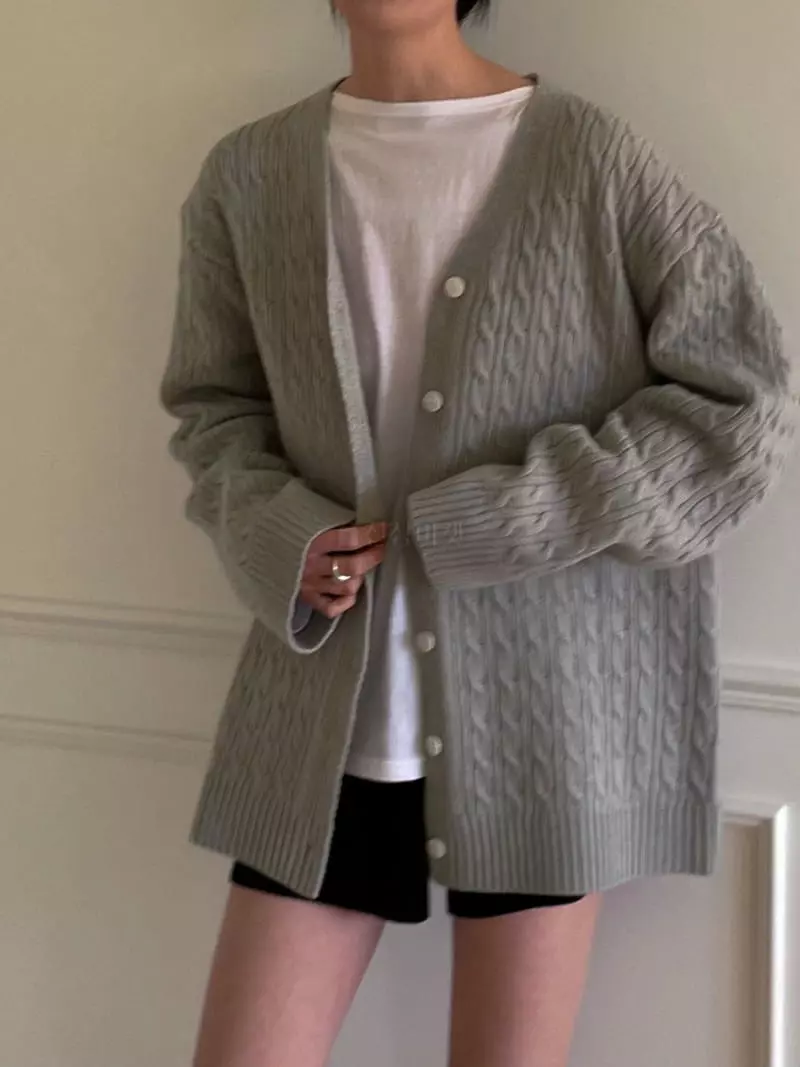 Plat - Korean Women Fashion - #womensfashion - Cashmere Twisted Cardigan - 4