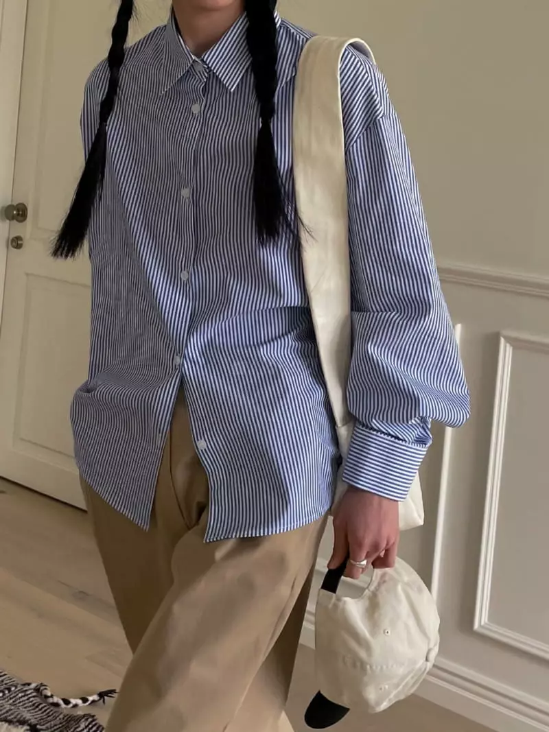 Plat - Korean Women Fashion - #momslook - Stripe Shirt - 3