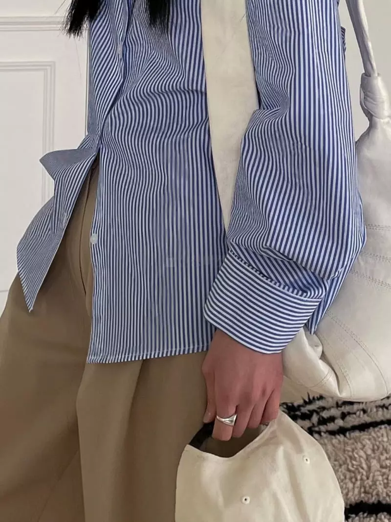 Plat - Korean Women Fashion - #momslook - Stripe Shirt - 4