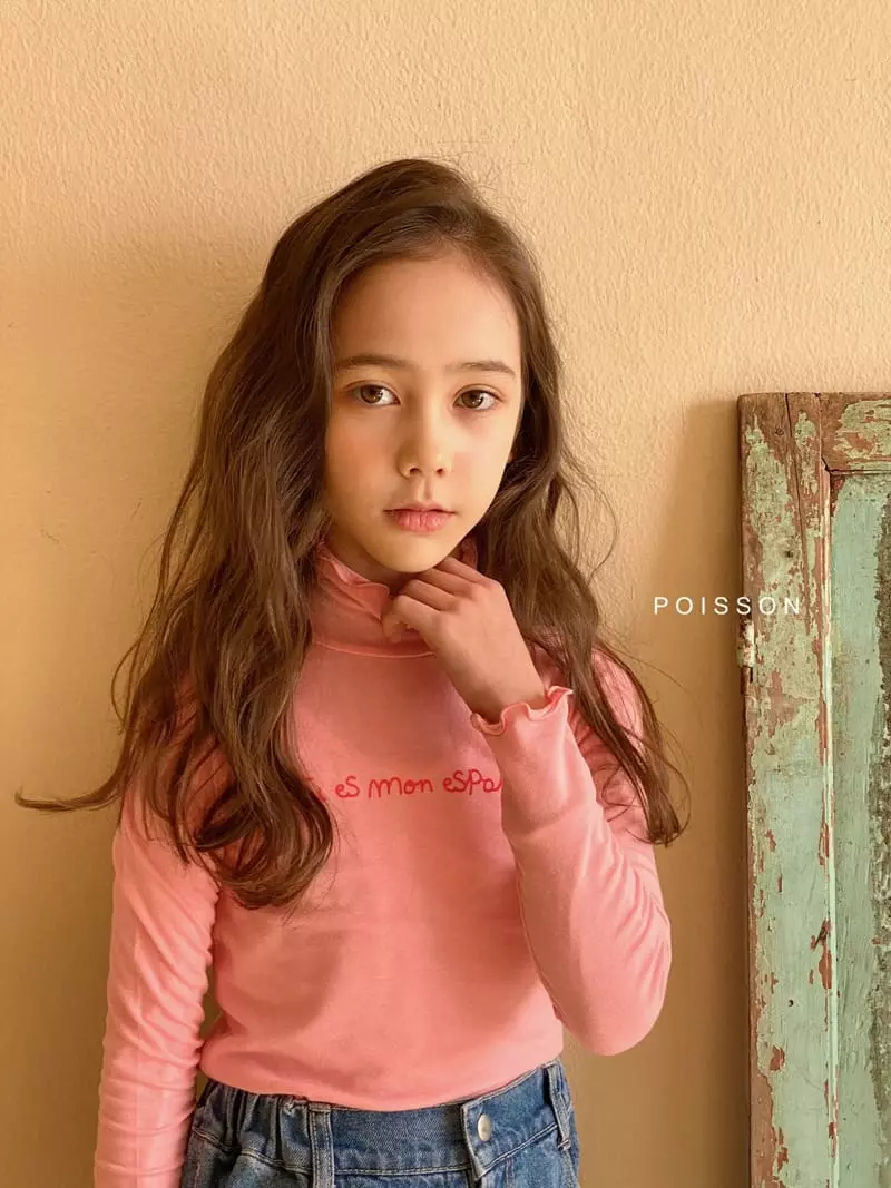 Poisson - Korean Children Fashion - #childofig - Lettering Turtleneck Tee - 6