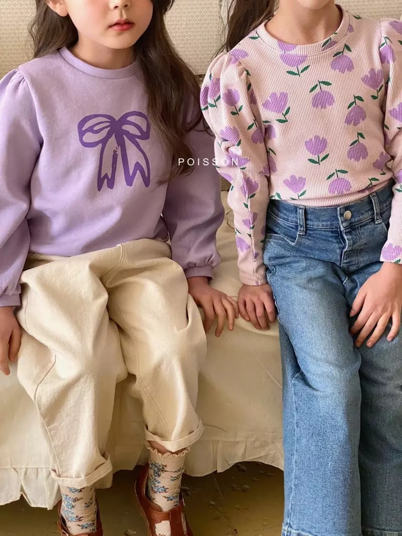 Poisson - Korean Children Fashion - #discoveringself - Ribbon Puff Sweatshirt - 10