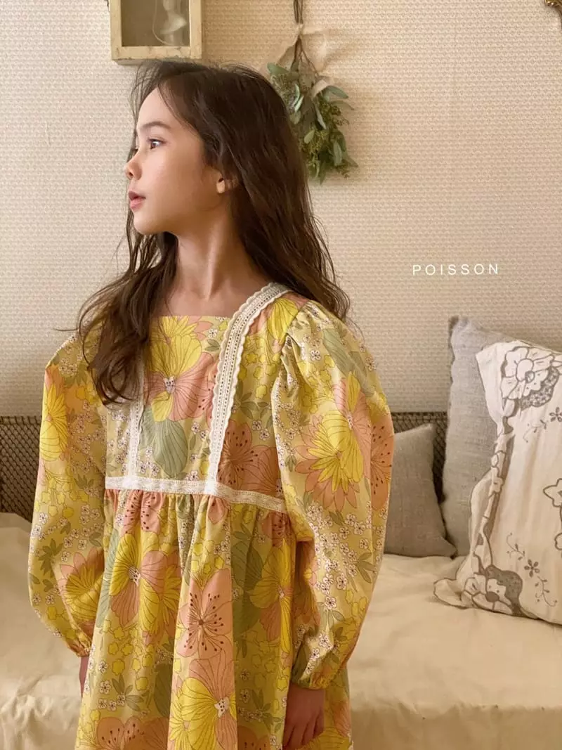 Poisson - Korean Children Fashion - #kidzfashiontrend - Square Lace One-piece