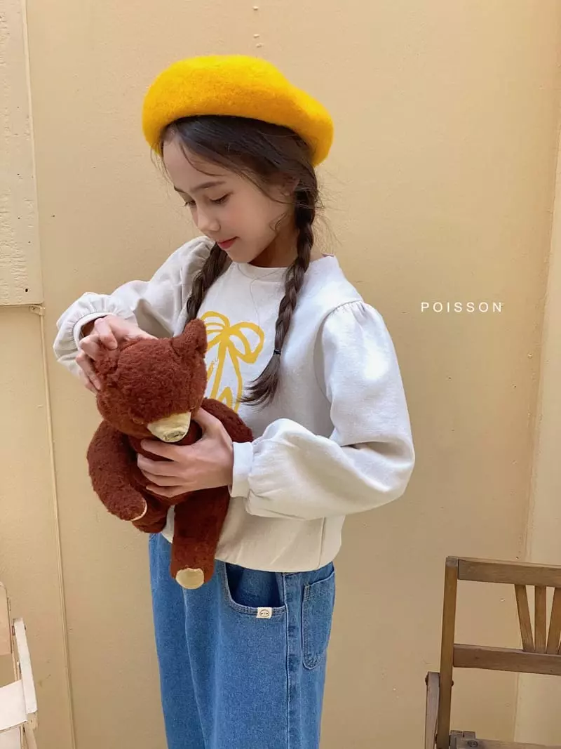 Poisson - Korean Children Fashion - #littlefashionista - Ribbon Puff Sweatshirt - 2