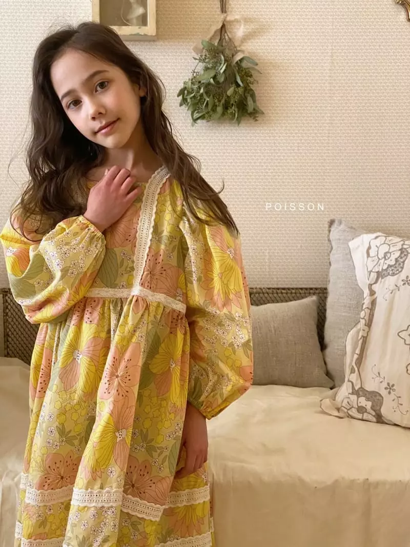 Poisson - Korean Children Fashion - #littlefashionista - Square Lace One-piece - 4