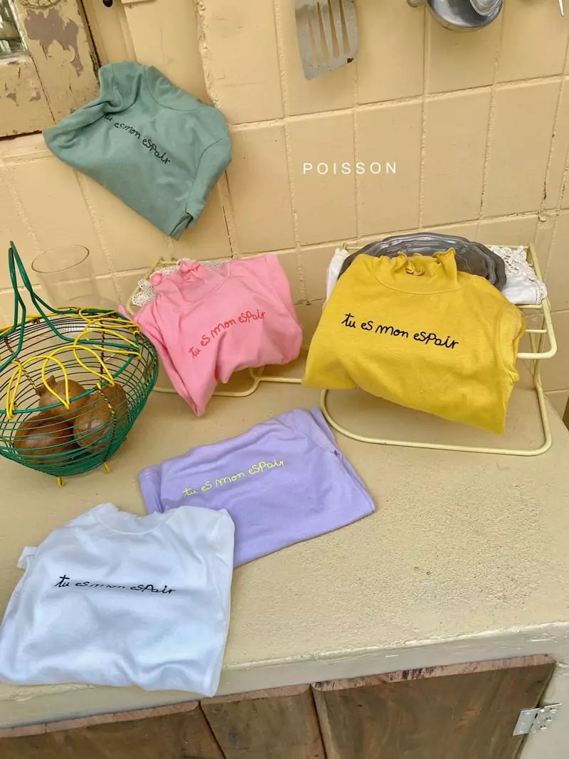 Poisson - Korean Children Fashion - #minifashionista - Lettering Turtleneck Tee