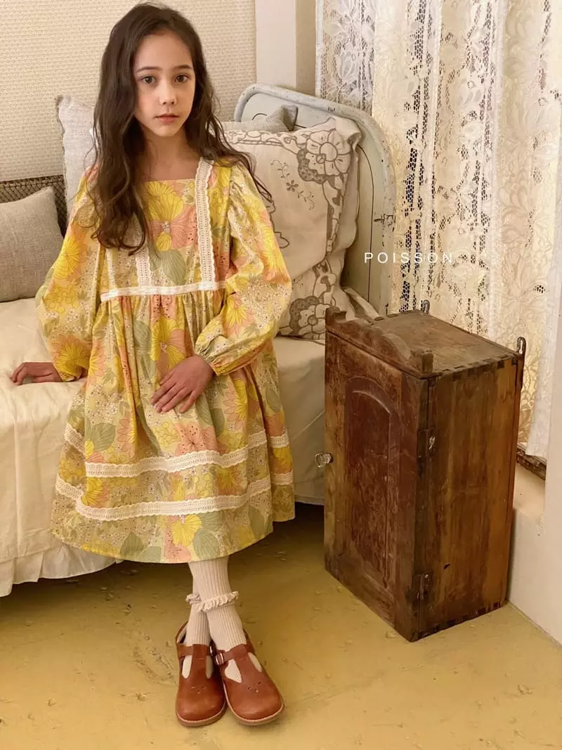Poisson - Korean Children Fashion - #minifashionista - Square Lace One-piece - 5