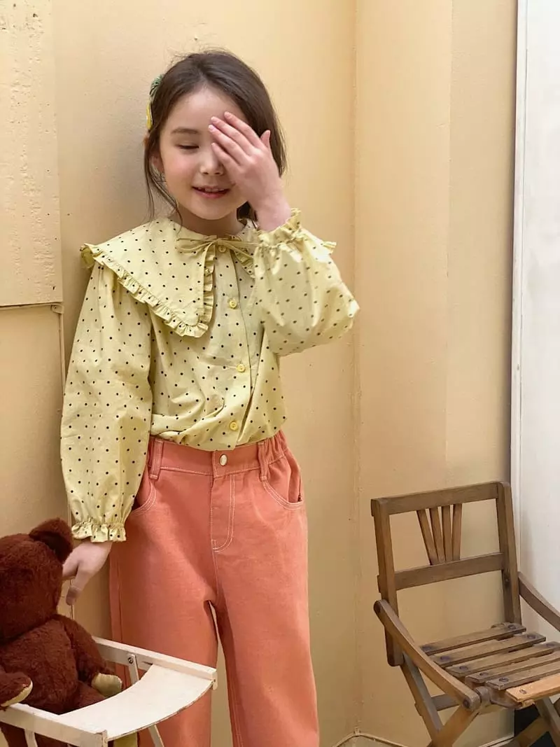 Poisson - Korean Children Fashion - #minifashionista - Frill Collar Blouse - 2