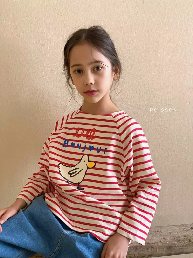 Poisson - Korean Children Fashion - #minifashionista - Bonjour Stripes Tee - 9