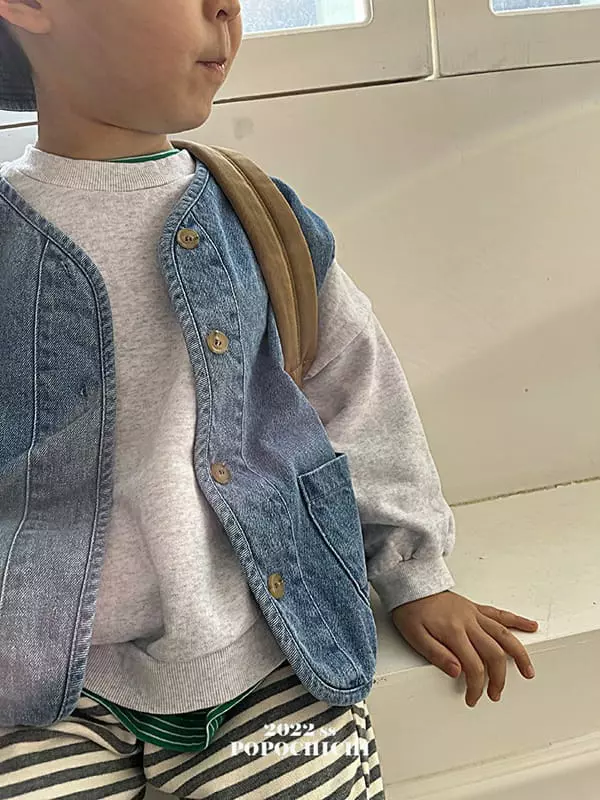 Popochichi - Korean Children Fashion - #Kfashion4kids - Denim Piping Vest Jacket - 8