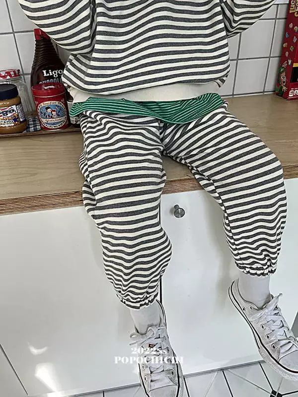Popochichi - Korean Children Fashion - #childofig - Stripes Jogger Pants - 9