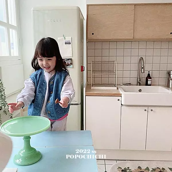 Popochichi - Korean Children Fashion - #kidsshorts - Denim Piping Vest Jacket - 5
