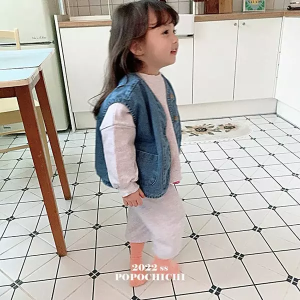 Popochichi - Korean Children Fashion - #kidsstore - Denim Piping Vest Jacket - 6