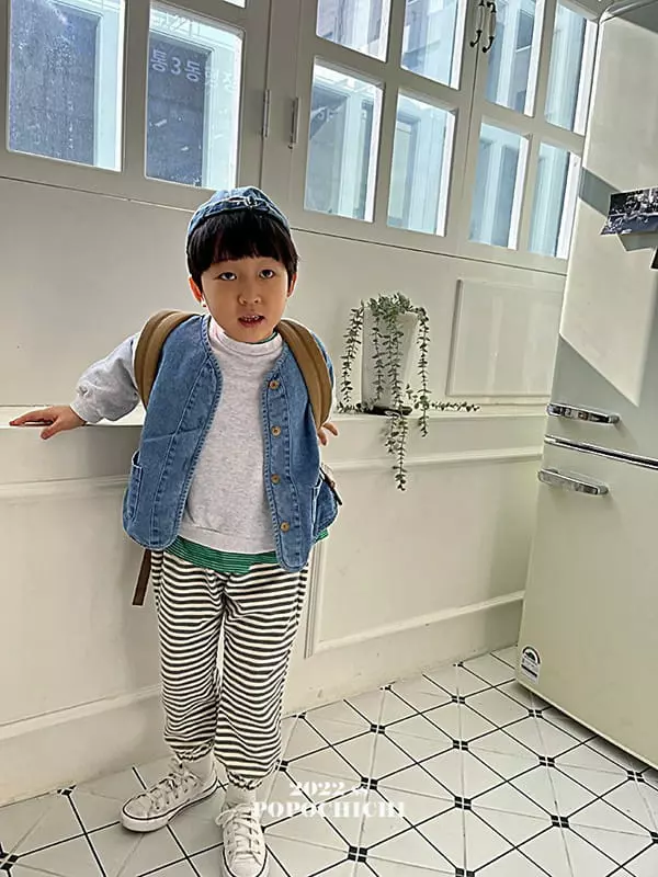 Popochichi - Korean Children Fashion - #kidzfashiontrend - Denim Piping Vest Jacket - 7