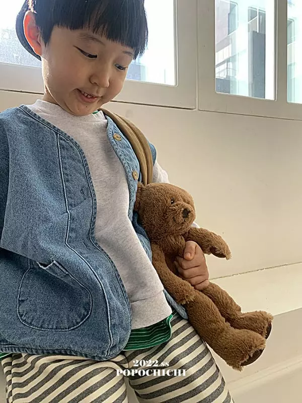 Popochichi - Korean Children Fashion - #littlefashionista - Denim Piping Vest Jacket - 9