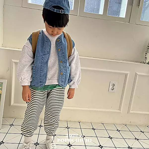 Popochichi - Korean Children Fashion - #prettylittlegirls - Denim Piping Vest Jacket - 12
