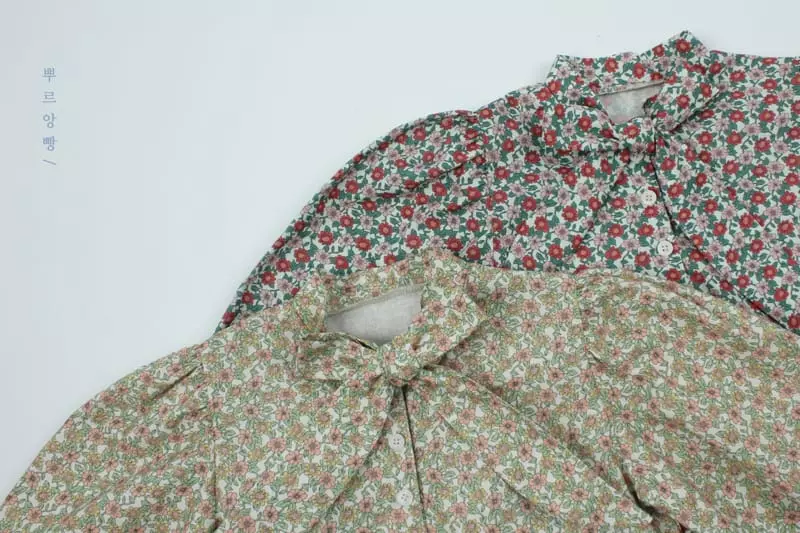 Pourenfant - Korean Children Fashion - #childrensboutique - Vintage Flower Ribbon Blouse - 2