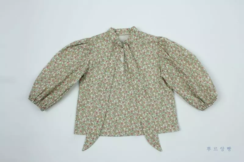 Pourenfant - Korean Children Fashion - #designkidswear - Vintage Flower Ribbon Blouse - 3
