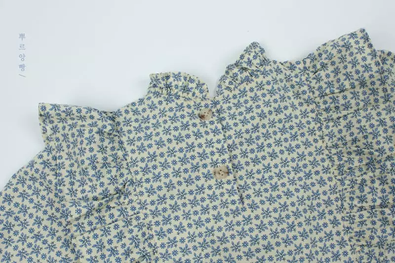 Pourenfant - Korean Children Fashion - #discoveringself - Azure Flower Blouse - 7