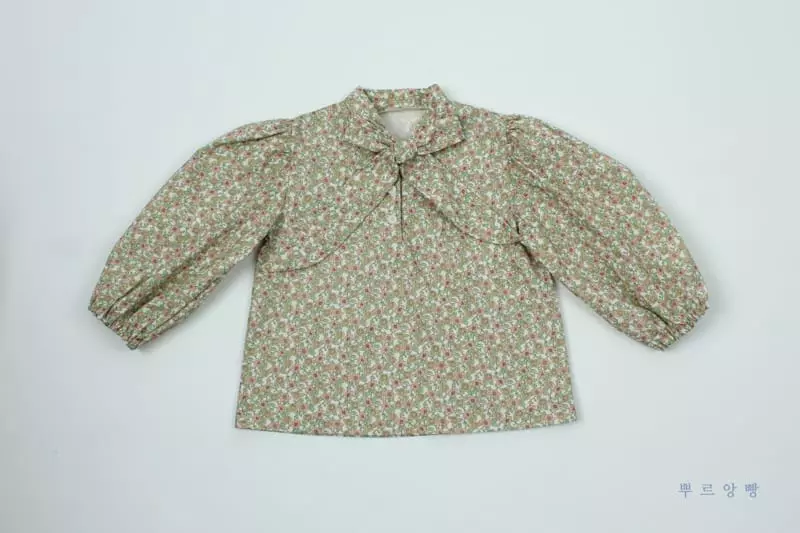 Pourenfant - Korean Children Fashion - #designkidswear - Vintage Flower Ribbon Blouse - 4