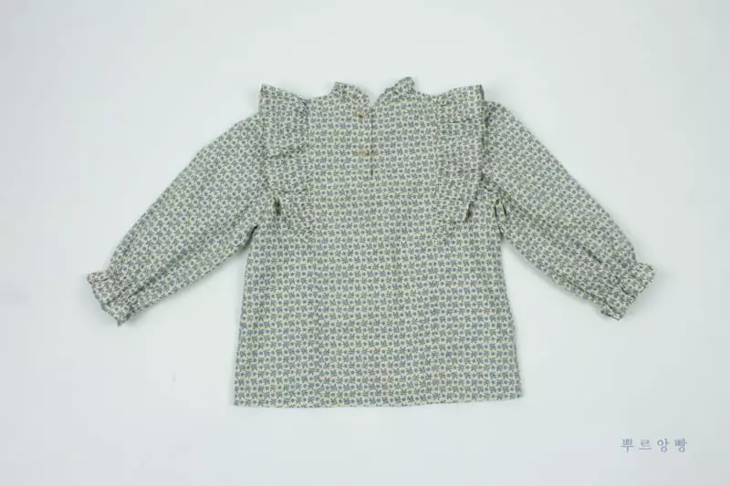 Pourenfant - Korean Children Fashion - #fashionkids - Azure Flower Blouse - 8