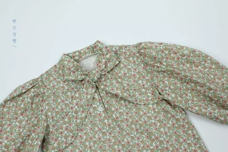 Pourenfant - Korean Children Fashion - #fashionkids - Vintage Flower Ribbon Blouse - 5
