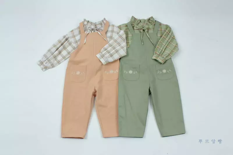 Pourenfant - Korean Children Fashion - #kidsstore - Daisy Embroidery Dungarees