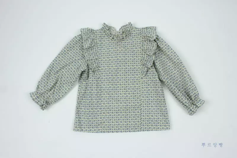 Pourenfant - Korean Children Fashion - #stylishchildhood - Azure Flower Blouse - 3