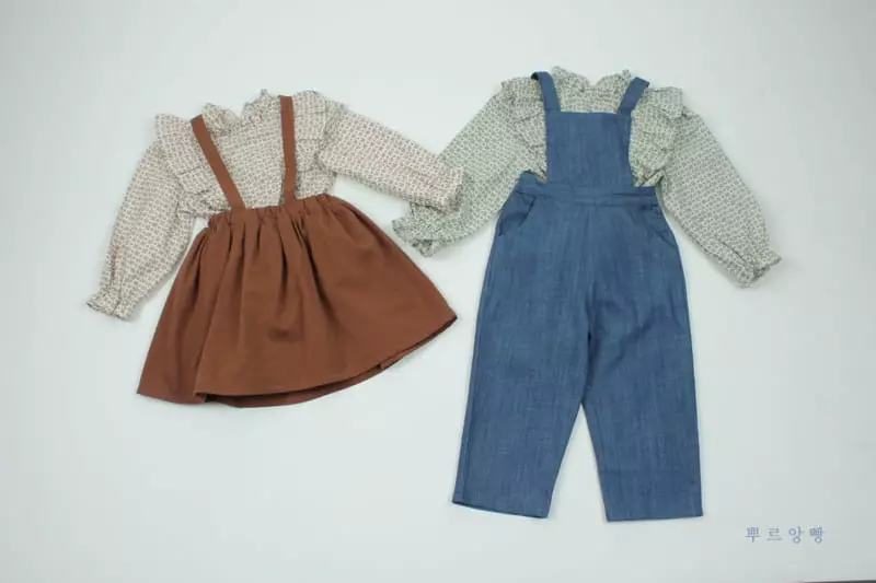 Pourenfant - Korean Children Fashion - #todddlerfashion - Azure Flower Blouse