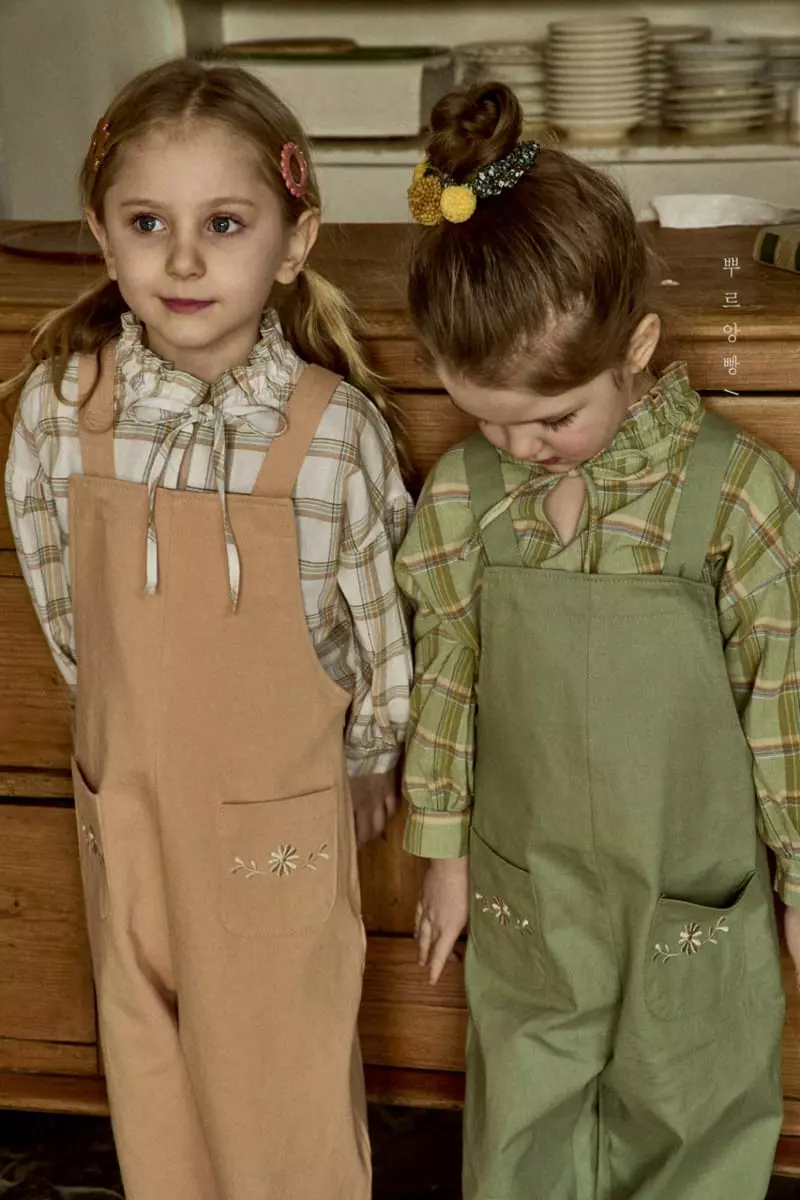 Pourenfant - Korean Children Fashion - #todddlerfashion - Daisy Embroidery Dungarees - 8