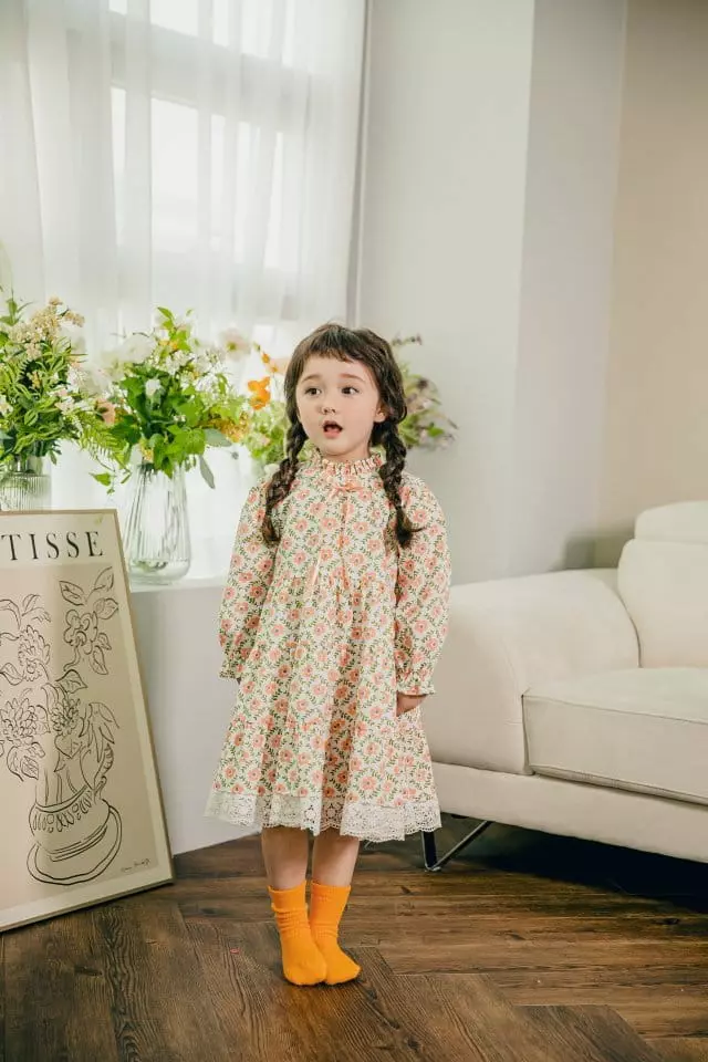 Pudding - Korean Children Fashion - #childofig - Ribbon Lace One-piece - 3