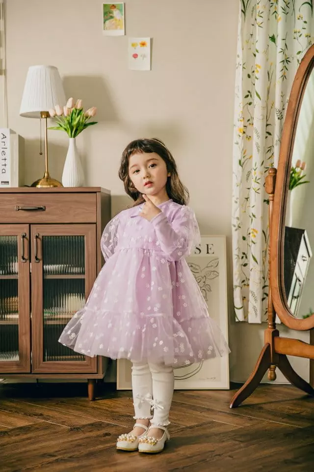 Pudding - Korean Children Fashion - #childofig - Flower Mesh One-piece - 2
