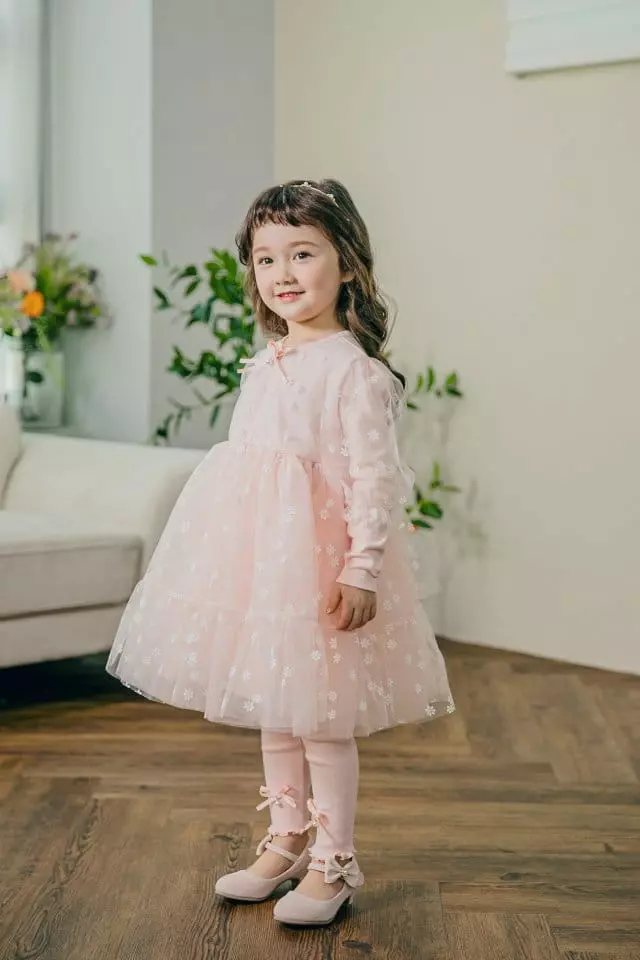 Pudding - Korean Children Fashion - #discoveringself - Flower Mesh One-piece - 5