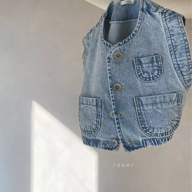 Raker - Korean Children Fashion - #childofig - Marlang Denim Vest - 4