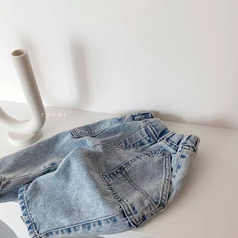 Raker - Korean Children Fashion - #designkidswear - Triangle Baggy Jeans - 4