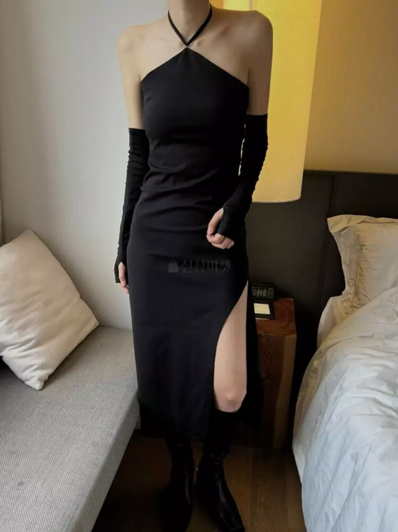 Remood - Korean Women Fashion - #momslook - Glove Halter Long One-piece - 2