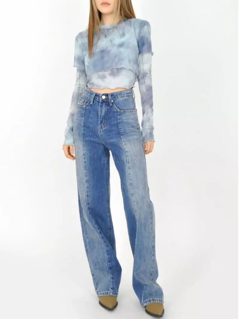 Remood - Korean Women Fashion - #momslook - Water-printe Layered Crop Tee