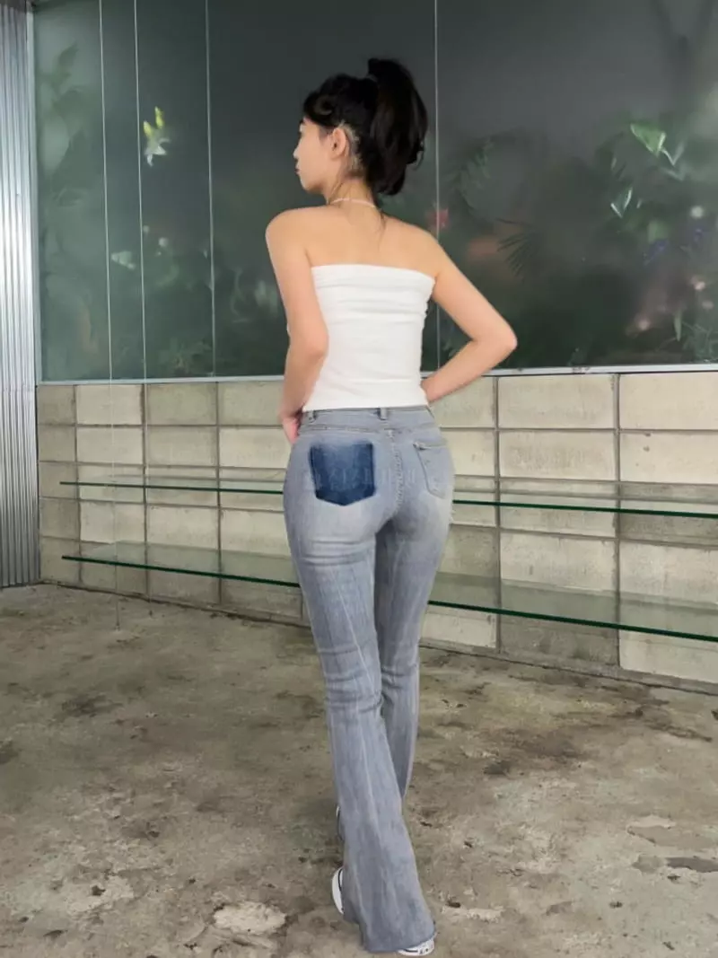 Remood - Korean Women Fashion - #womensfashion - Vintage High Waist Sand Jeans  - 4