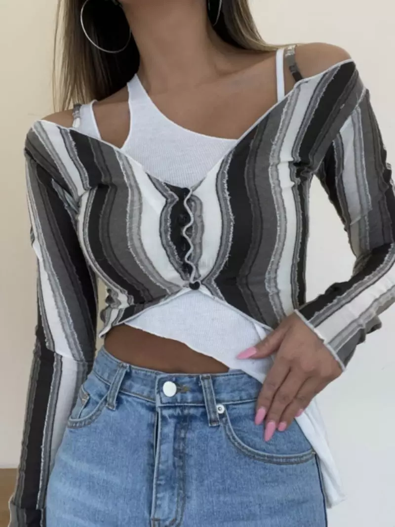 Remood - Korean Women Fashion - #momslook - Unbalanced Warmer Tee - 3