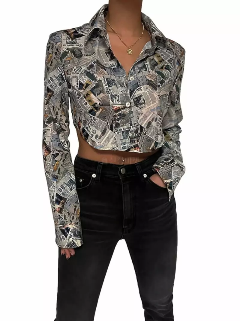 Remood - Korean Women Fashion - #vintagekidsstyle - Paper Crop Shirt - 4