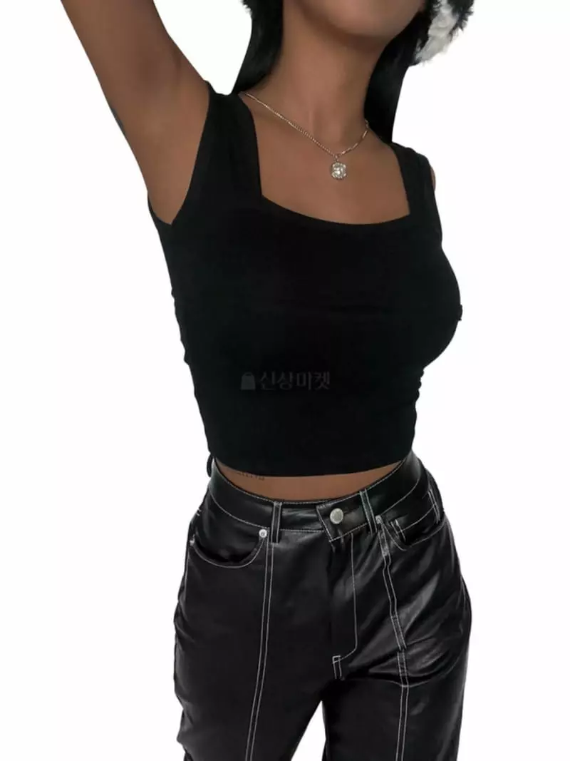 Remood - Korean Women Fashion - #romanticstyle - Volume Crop Sleeveless Tee - 4