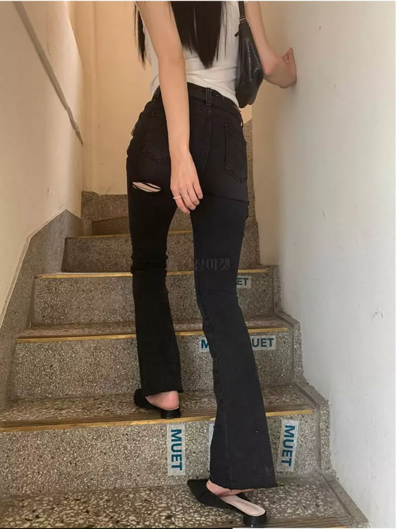 Remood - Korean Women Fashion - #thatsdarling - Bootcut High-waist Jeans - 2