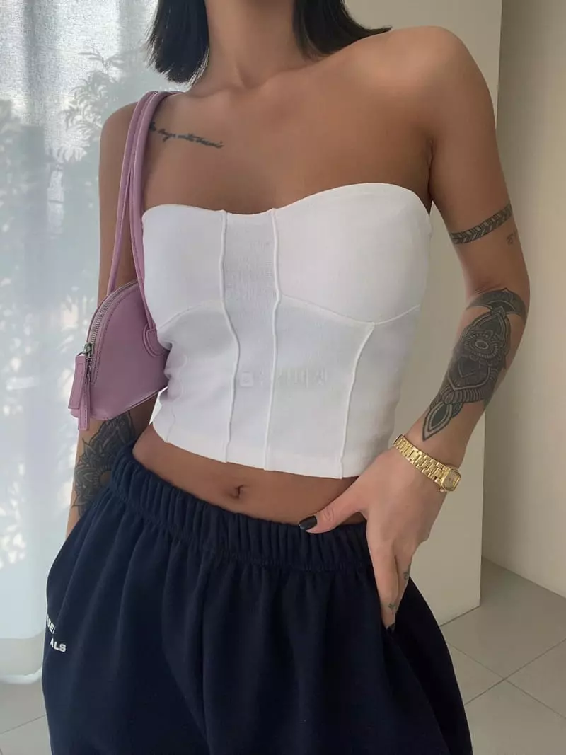 Remood - Korean Women Fashion - #thatsdarling - Bustier Crop Sleeveless Tee