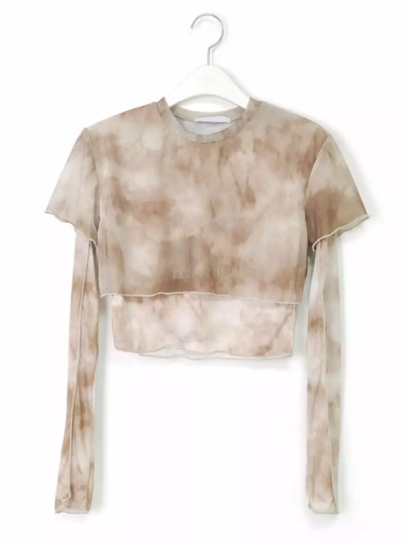 Remood - Korean Women Fashion - #womensfashion - Water-printe Layered Crop Tee - 4