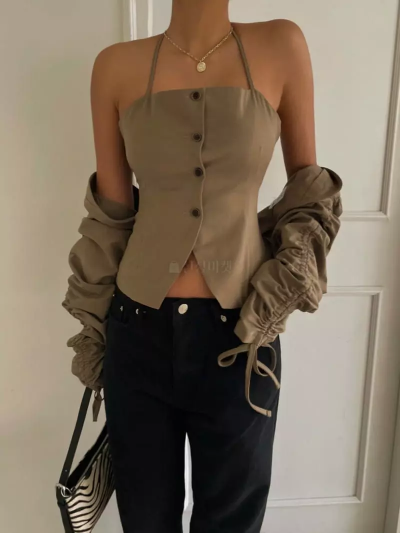 Remood - Korean Women Fashion - #vintagekidsstyle - Bolero Bustier Halter Sleeveless set