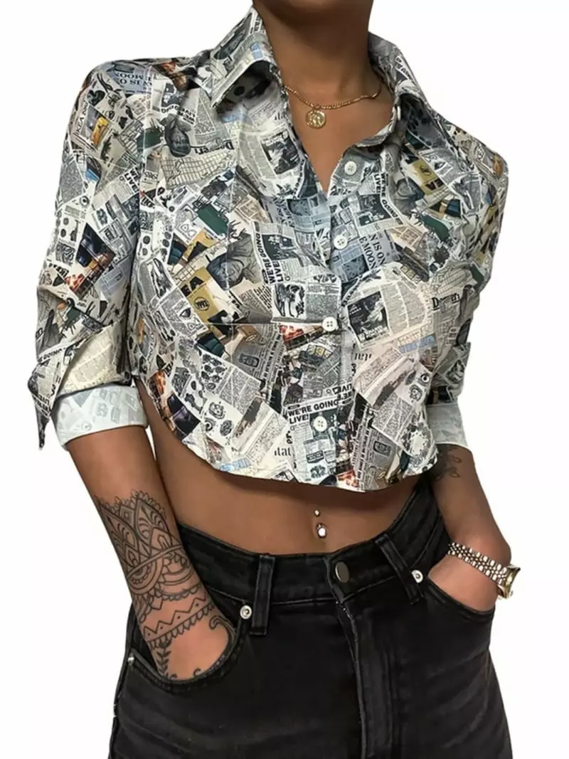 Remood - Korean Women Fashion - #vintagekidsstyle - Paper Crop Shirt - 3