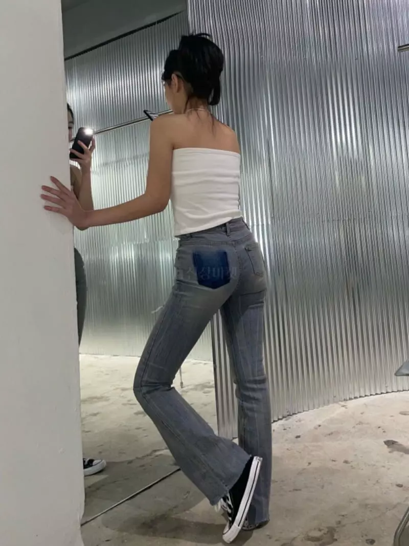 Remood - Korean Women Fashion - #womensfashion - Vintage High Waist Sand Jeans  - 3